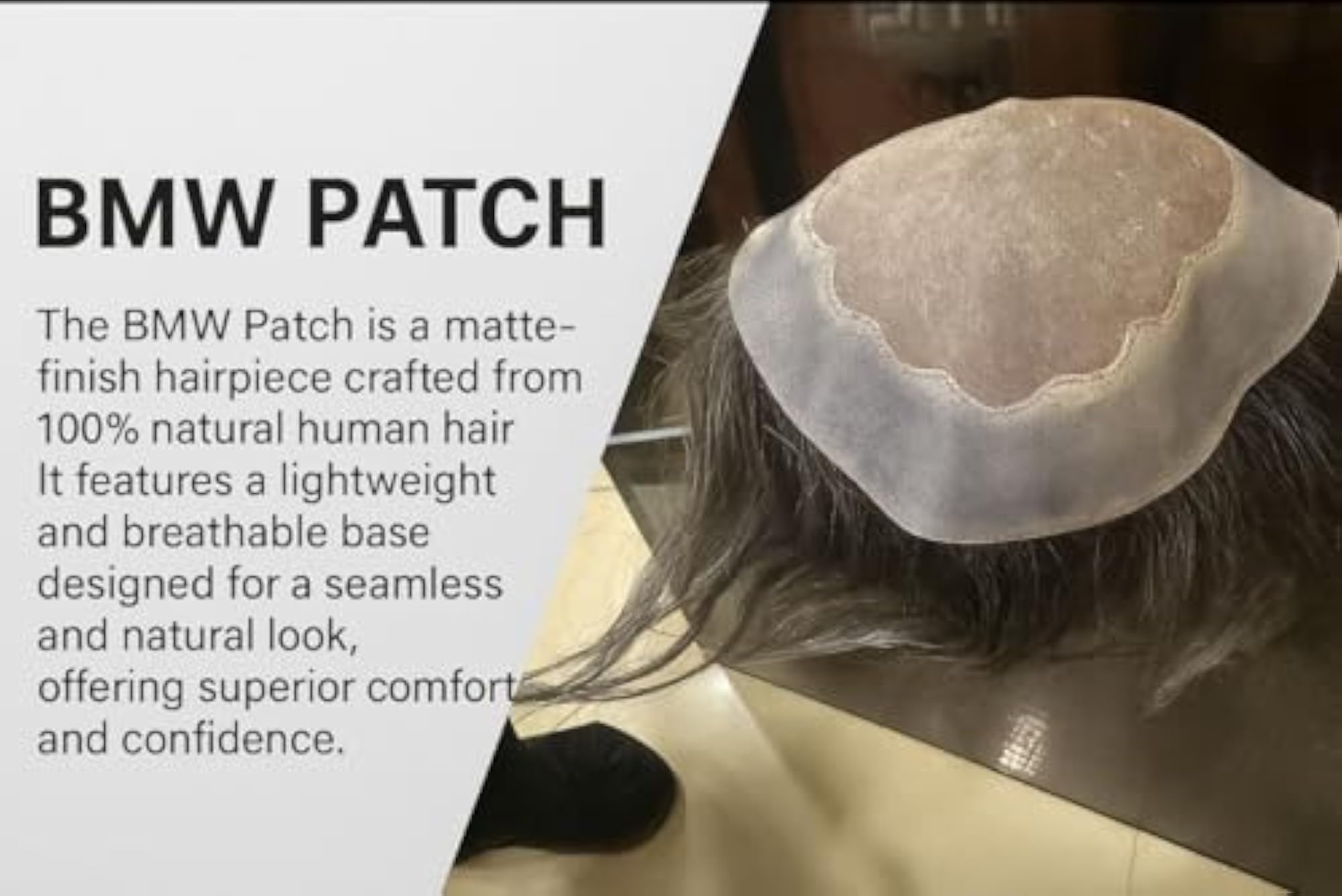 BMW Smart Patch Natural Human Hair Wig, Transparent PU